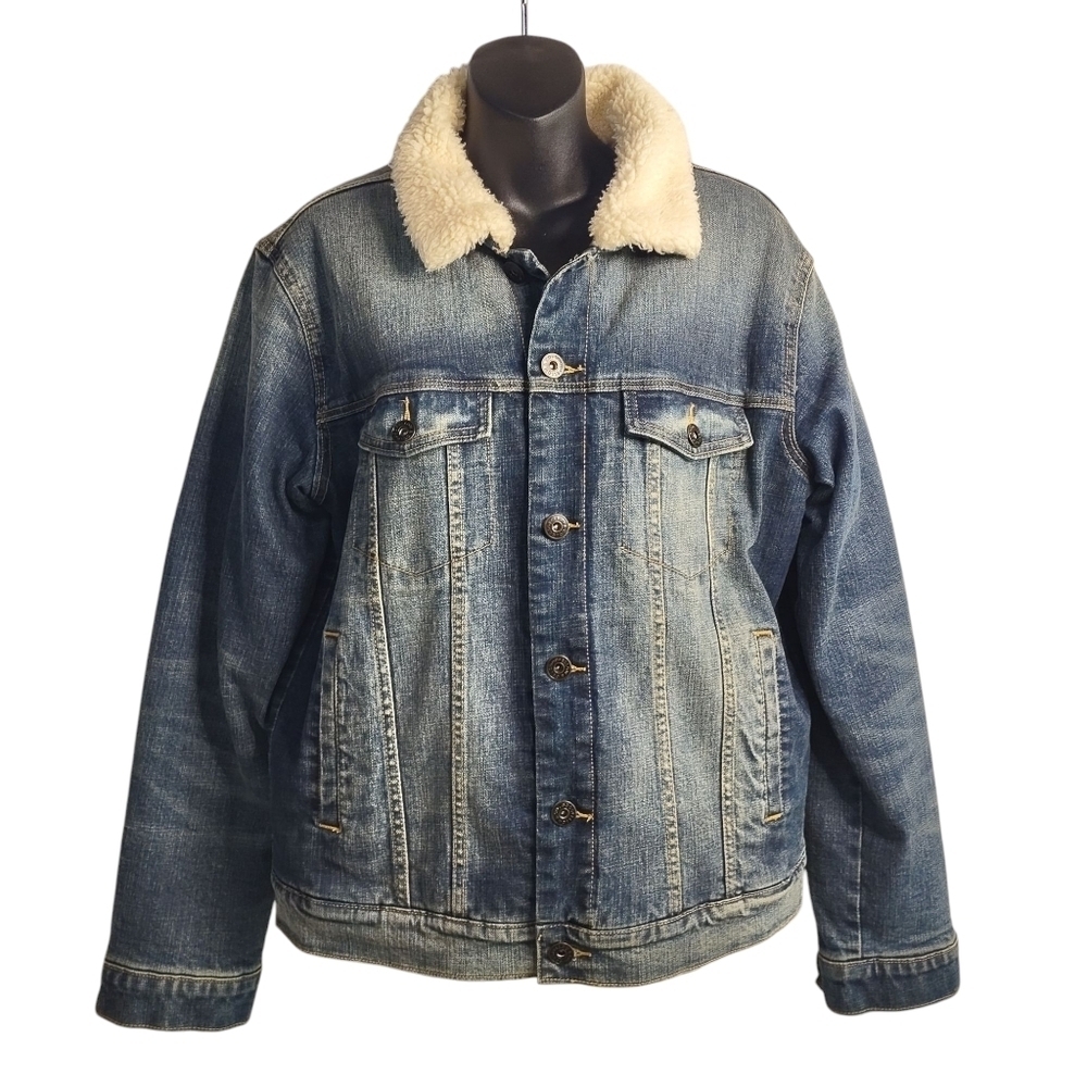 Goodfellow & Co Men's Classic Outdoor Blue Denim Sherpa Lined Jacket Size M